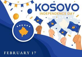 kosovo indépendance journée vecteur illustration sur février 17 avec agitant drapeau dans content république fête vacances sur plat dessin animé Contexte