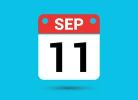 septembre 11 calendrier Date plat icône journée 11 vecteur illustration