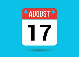 août 17 calendrier Date plat icône journée 17 vecteur illustration