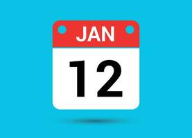 janvier 12 calendrier Date plat icône journée 12 vecteur illustration