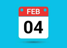 février 4 calendrier Date plat icône journée 4 vecteur illustration