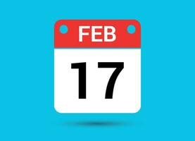 février 17 calendrier Date plat icône journée 17 vecteur illustration
