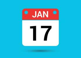 janvier 17 calendrier Date plat icône journée 17 vecteur illustration