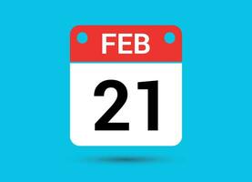février 21 calendrier Date plat icône journée 21 vecteur illustration