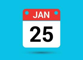 janvier 25 calendrier Date plat icône journée 25 vecteur illustration