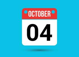 octobre 4 calendrier Date plat icône journée 4 vecteur illustration