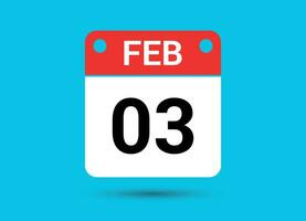 février 3 calendrier Date plat icône journée 3 vecteur illustration