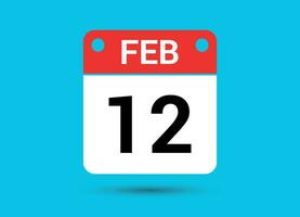 février 12 calendrier Date plat icône journée 12 vecteur illustration