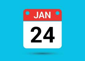janvier 24 calendrier Date plat icône journée 24 vecteur illustration