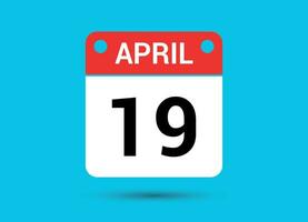 avril 19 calendrier Date plat icône journée 19 vecteur illustration
