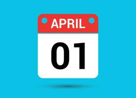 avril 1 calendrier Date plat icône journée 1 vecteur illustration