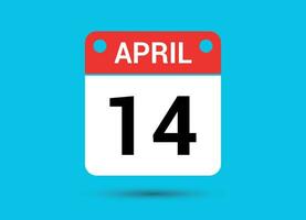 avril 14 calendrier Date plat icône journée 14 vecteur illustration