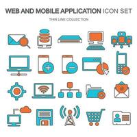 la toile et mobile application icône ensemble pour l'informatique, Les données stockage, chercher moteur optimisation, technologie. plat vecteur illustration