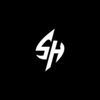 sh monogramme logo esport ou jeu initiale concept vecteur