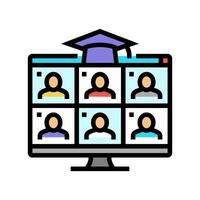 virtuel salle de cours en ligne apprentissage Plate-forme Couleur icône vecteur illustration