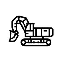 de face pelle construction véhicule ligne icône vecteur illustration