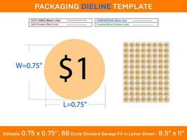 modifiable 0,75 X 0,75 pouce 88 cercle 1 doller prix autocollants garage vente Étiquettes en forme dans lettre feuille vecteur