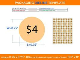 modifiable 0,75 X 0,75 pouce 88 cercle 4 dooler prix autocollants garage vente Étiquettes en forme dans lettre feuille vecteur