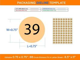 modifiable 0,75 X 0,75 pouce 88 cercle 39 autocollants en forme dans lettre feuille vecteur