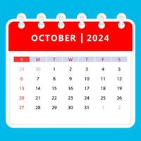 octobre 2024 calendrier. dimanche commencer. vecteur conception