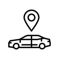 voiture carte emplacement ligne icône vecteur illustration