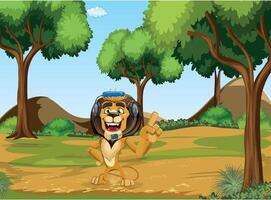 jungle Roi Lion dessin animé travail vecteur