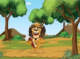 jungle Roi Lion dessin animé travail vecteur