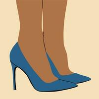 aux femmes jambes dans talon haut des chaussures et drôle, multicolore, à la mode, rétro chaussettes. vecteur illustration dans dessin animé style