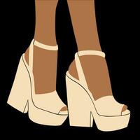 à la mode aux femmes Plate-forme des sandales, haute talons. été chaussure. vecteur illustration dans dessin animé style.