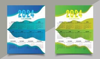 calendrier. une page Nouveau année calendrier conception. 2024 calendrier conception. vecteur