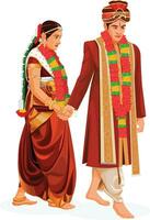 Indien mariage couple Satphera la cérémonie vecteur