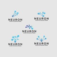 neurone cerveau logo icône ensemble avec nettoyer universel couleurs adapté pour recherche, science, médical, logotype, technologie, laboratoire, molécule. vecteur