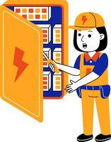 Jeune femme électricien vecteur illustration