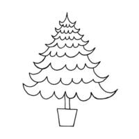 main tiré Noël arbre dans pot illustration. Facile Noël arbre griffonnage. pin arbre illustration. vecteur