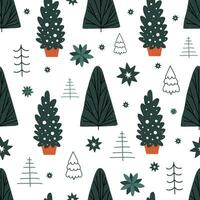 Noël sans couture modèle, avec une arbre, une pin arbre, une de fête atmosphère, une la magie Noël arbre . vecteur