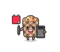 illustration de la mascotte muffin en tant que graphiste vecteur