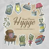 main tiré hygge autocollant collection dans marron tons vecteur