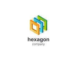 coloré hexagone avec Trois différent Couleur affaires logo, main tiré logo, vecteur art, parfait pour tout affaires industrie à la recherche pour une moderne logo modèle