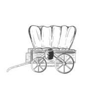 main tiré esquisser de Texas cow-boy Chariot couvert wagon occidental illustration vecteur