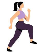 femme portant faire des exercices vêtements le jogging courir dans plat vecteur style