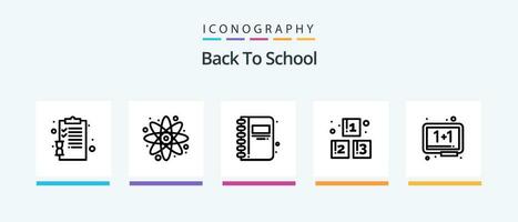 retour à école ligne 5 icône pack comprenant un. ouvert livre. retour à école. éducation. retour à école. Créatif Icônes conception vecteur