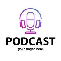 Podcast logo ligne Couleur pente style isolé vecteur