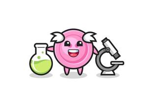 personnage de mascotte du bouton de vêtement en tant que scientifique vecteur