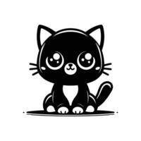 mignonne chat vecteur illustration ligne art dessin noir et blanc chaton parfait pour logo