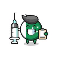 illustration de mascotte du drapeau pakistanais en tant que médecin vecteur