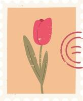 une affranchissement timbre avec une rose tulipe vecteur