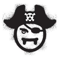 en colère émoticône graffiti portant une pirate chapeau avec vaporisateur peindre vecteur