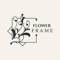 floral Cadre fleur rond forme emblème logotype isolé sur blanc arrière-plan, feuilles luxe linéaire logo cercle style boutique vecteur