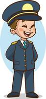 vecteur illustration de une peu enfant portant une pilote uniforme