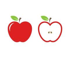 rouge Pomme vecteur icône. entier et Couper Pomme fruit vecteur conception. vecteur illustration